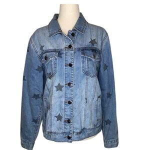 Saks Fifth Avenue denim jean jacket with stars, size XS